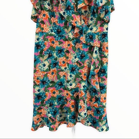London Times Cold Shoulder Ruffle Floral Dress - Picture 5 of 13
